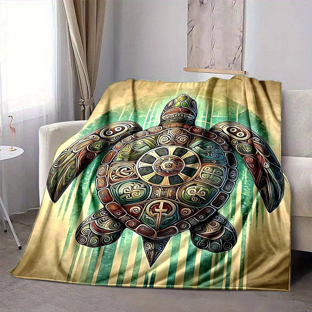 1pc Turtle Artwork Blanket Lightweight Flannel Blanket Throw Blanket For Sofa, Bed, Travel, Camping yy2509026159