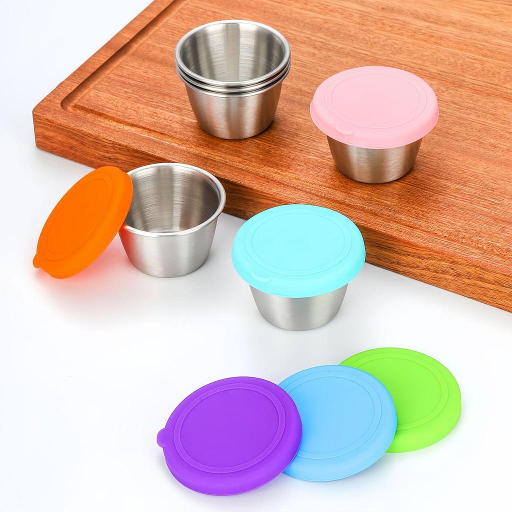 Portable Stainless Steel Sauce Cup with Leak-Proof Silicone Lid - Ideal for Outdoor Salads