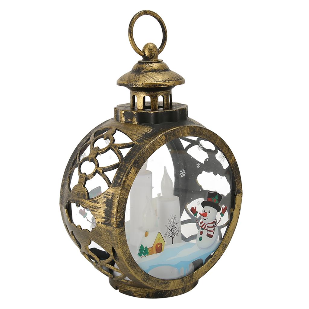 Christmas Vintage Decorative Candle Lantern Christmas Decorative Lantern with LED Flickering Flameless Candle Bronze