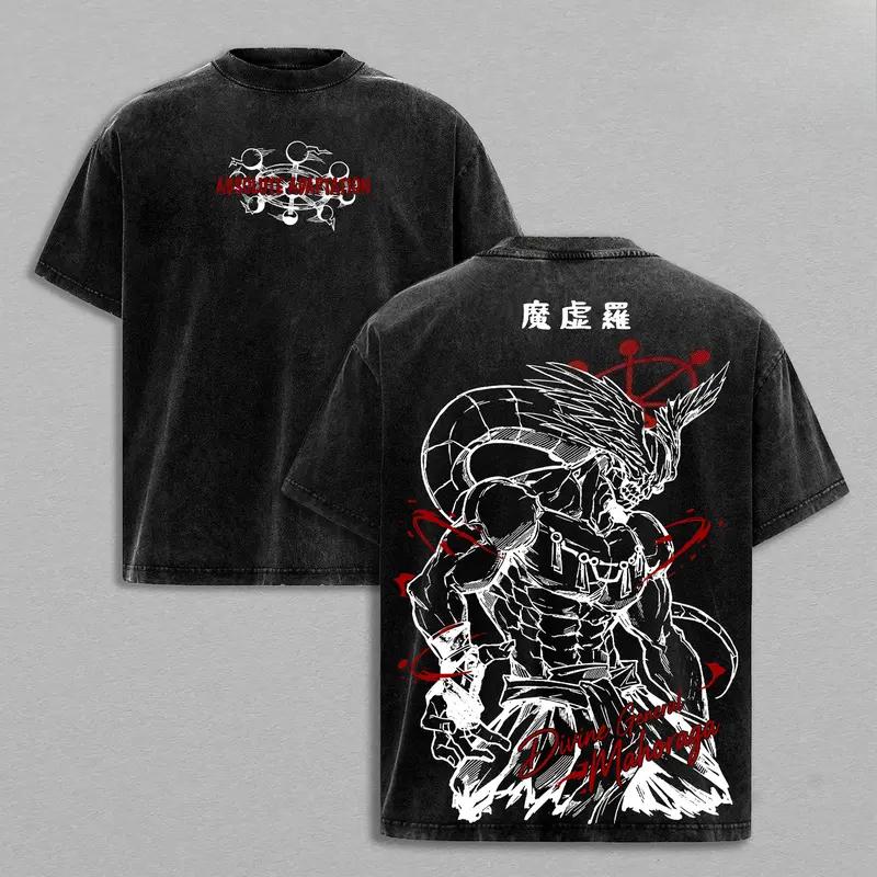 

Hot Anime Jujutsu Kaisen Makora Cool Print T-shirt Men Short Sleeve Clothing Cotton Tshirt Retro Washed T Shirt Male Manga Tops XXL чорний