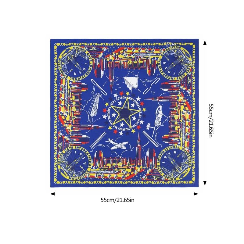 21'' Golden Gate Pattern Bandana Head Scarf for Women Men Square Turban Head Scarf Punk Head Wrap Headwear
