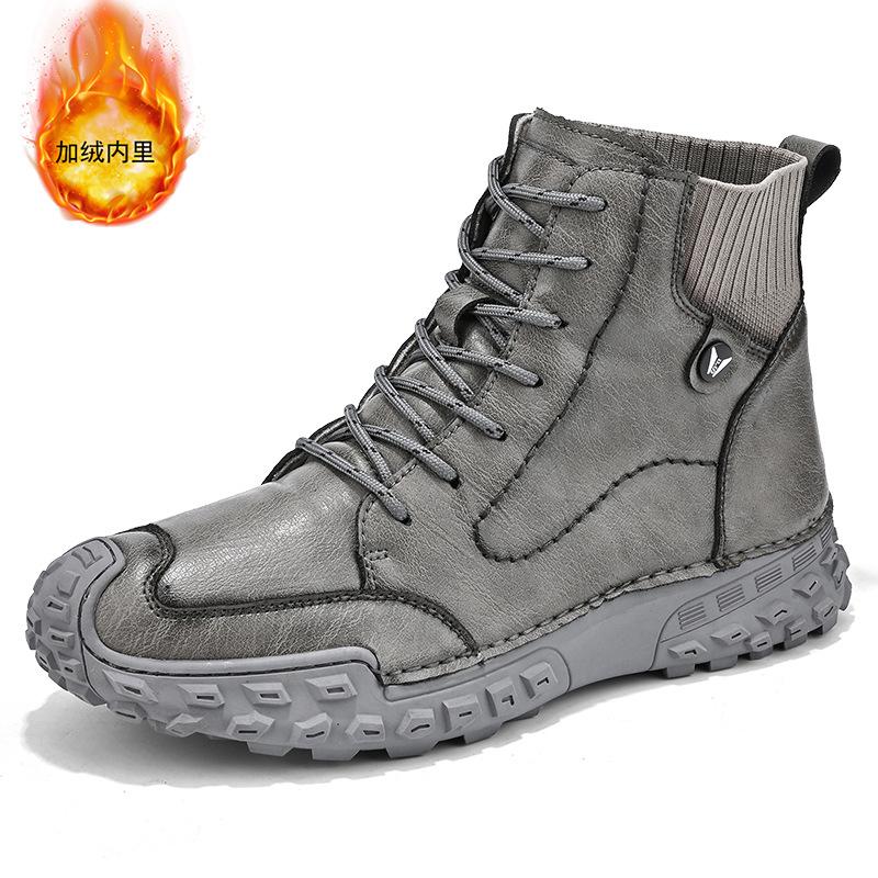 Foreign trade new trend Korean version of high-top men's shoes large size autumn and winter middle-top men's boots size 46 casual shoes 2025