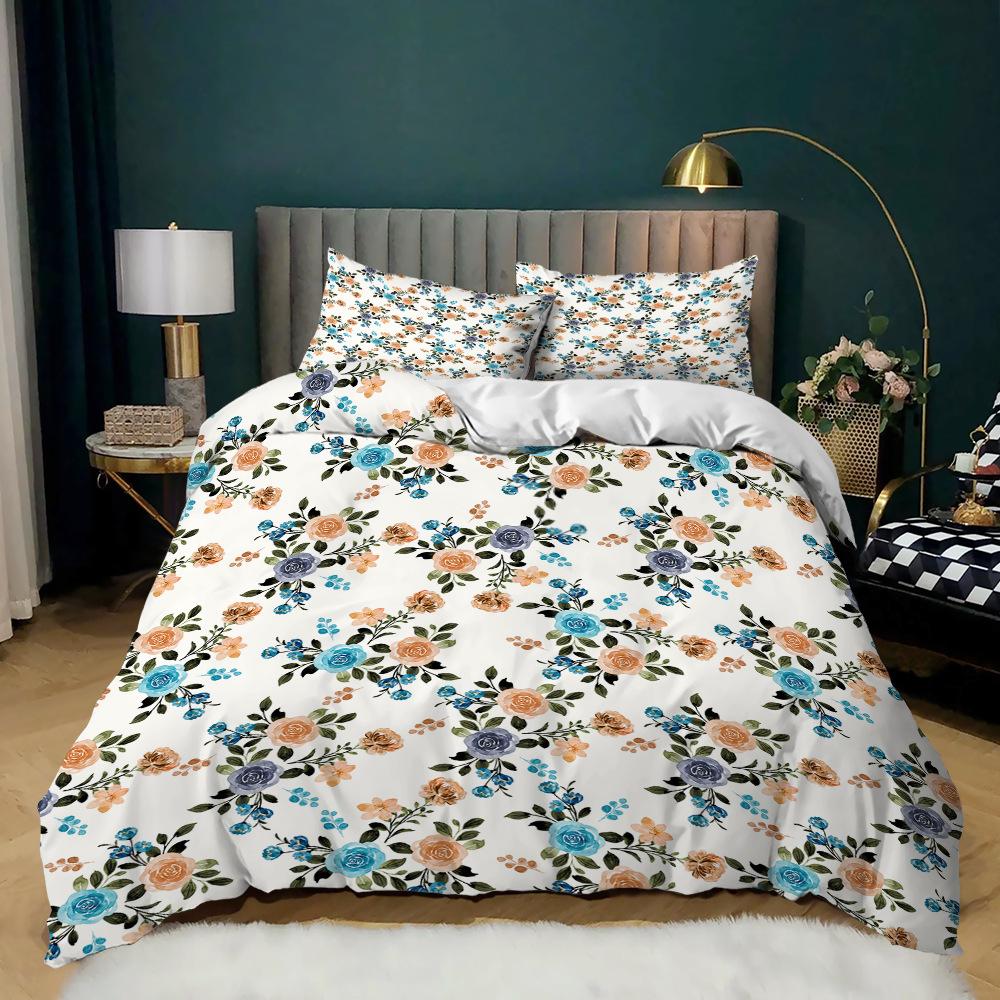 Pastoral Three-Piece Plant Printing Four-Season Kit Quilt Cover