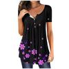Women's Summer Short Sleeve Round  Neck Top Floral Butterfly Print Top