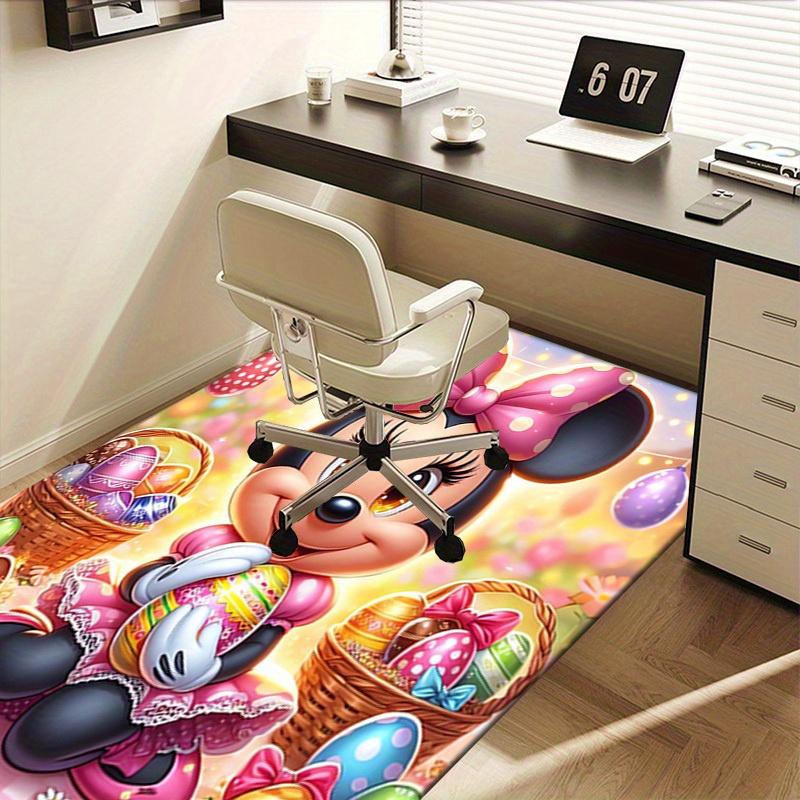 1pc Office Carpet, Under Chair Rug, Gift for Home Decor, Easter Egg Basket with Minnie Mouse, Colorful Eggs