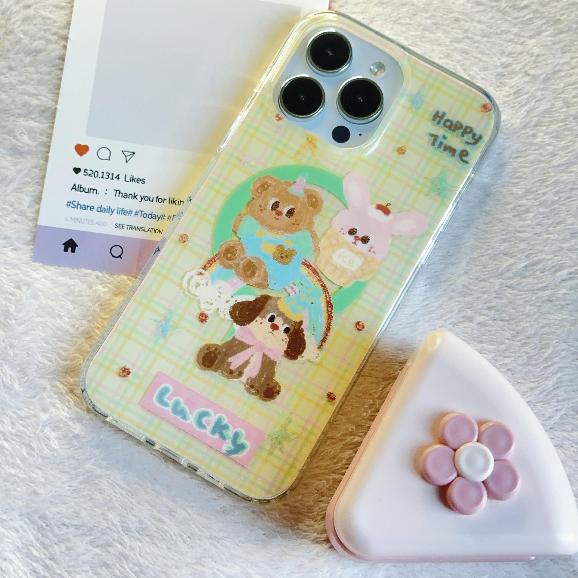 Puppy Birthday Party Original Illustrator Magnetic Stand Phone Case for IPhone17promax for Apple For iPhone 16