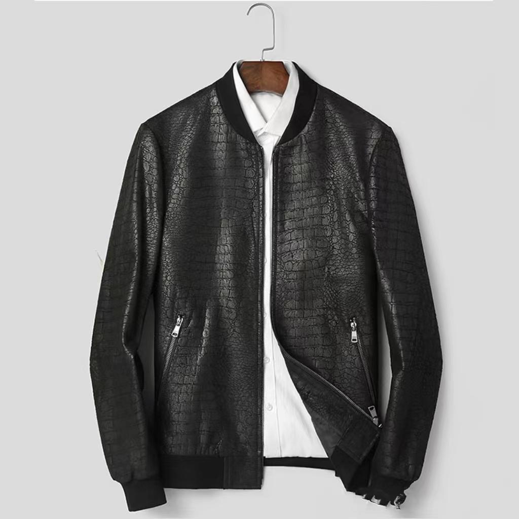 

Новая мужская бейсбольная куртка из натуральной кожи, повседневная мотоциклетная короткая меховая куртка из овчины L