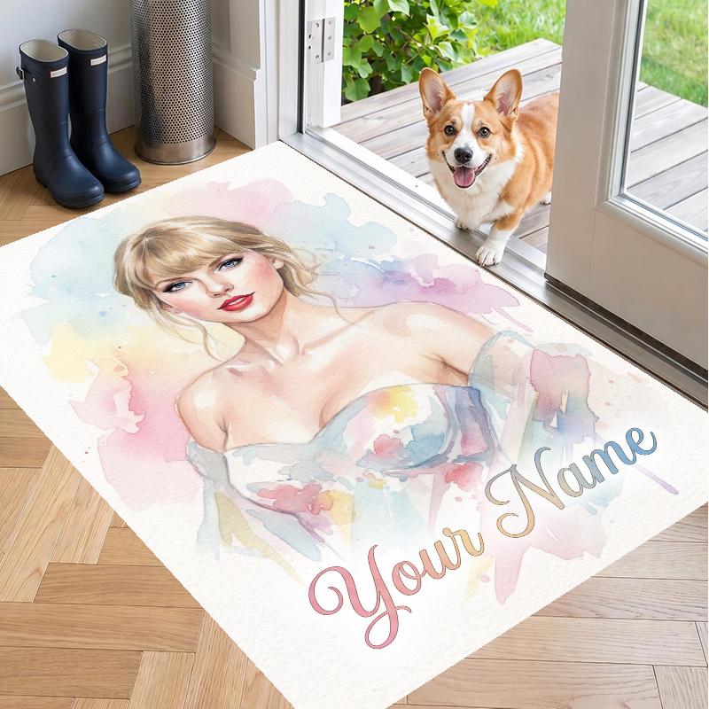 Custom Name Taylor Swift Crystal Velvet Floor Rug Personalized Text Soft Carpet Home Decor
