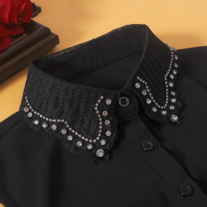 Vintage White False Collar With Beads Diamond Fake Collar Women Black Lace Detachable Collars Nep Kraagie Clothing accessories