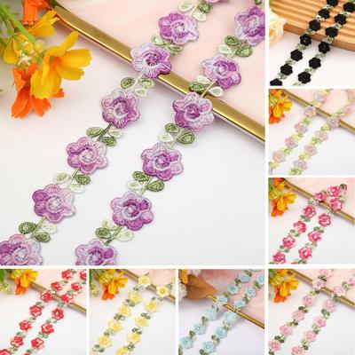Flower Lace Trim Ribbon Vibrant Color Widely Used DIY Crafts Embroidered Crochet Lace Trim Fabric Decorations for Sewing