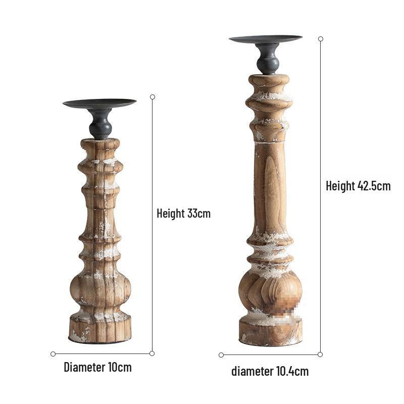Vintage Iron Art Candlestick: European Retro Nostalgic Ornament for Dining Table or Living Room Decor.