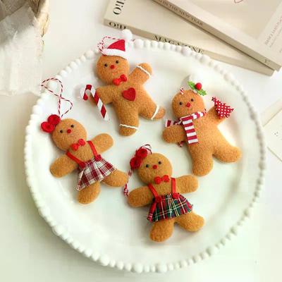 1/3/6pcs Christmas Fuzzy Gingerbread Man Doll Xmas Tree Pendants New Year Kids Gift Hanging Ornaments Christmas Decorations For
