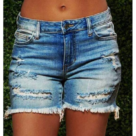 New Broken Holes Burlap Cow Large Size Boy Shorts Female Thin Denim Shorts