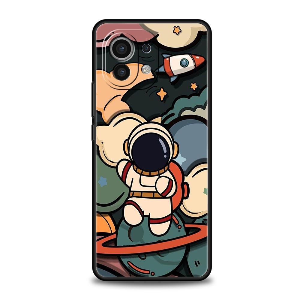 Cartoon Cute Cosmonaut Phone Case Cover for Xiaomi Mi 17 15 14 13 12 11 Ultra 15T 14T 13T 12T 11T Pro Lite 5G Soft TPU Shell Bag