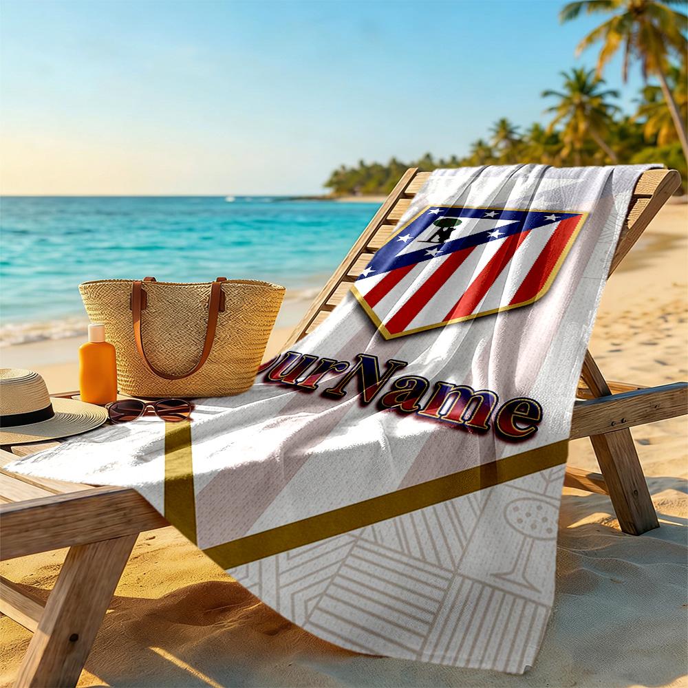Atletico Madrid Customizable Name Beach Towel Quick-Dry Soft Microfiber Portable for SwimmingBeachCamping Travel Beach AccessoriesGym