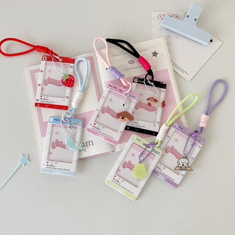 Kpop Photocard Holder With Bow Keychain Y2K Photocard Holder Kpop Charm Holders Kawaii Photo Card Keychain