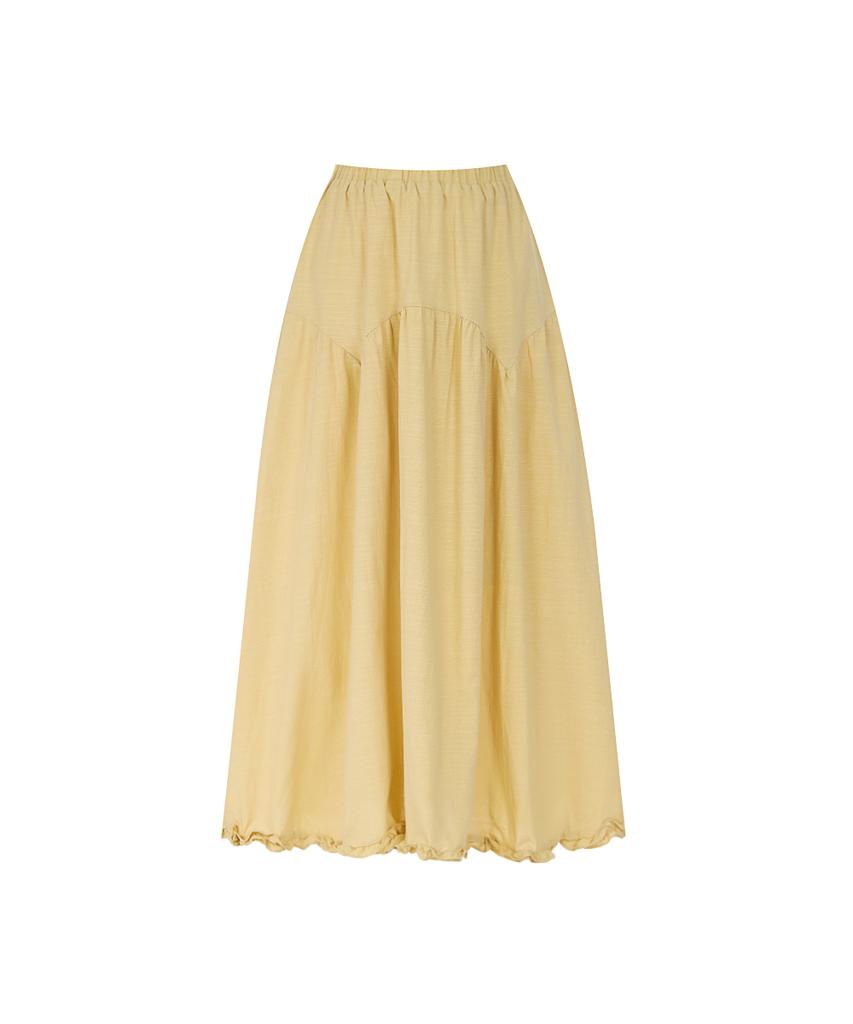 PAIGEFLYNN Low Frill Elastic Linen Skirt_S6Bsk002C