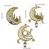 Eid Mubarak Home Decoration Golden Moon and Star Wood Holiday Pendant Decorative Hanging Ornament for Home Office