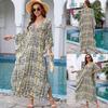 European & American Cotton Print Plus Size Loose Beach Dress Cover-Up for Women