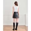IEF Korean Style A-Line Faux Leather Mini Skirt