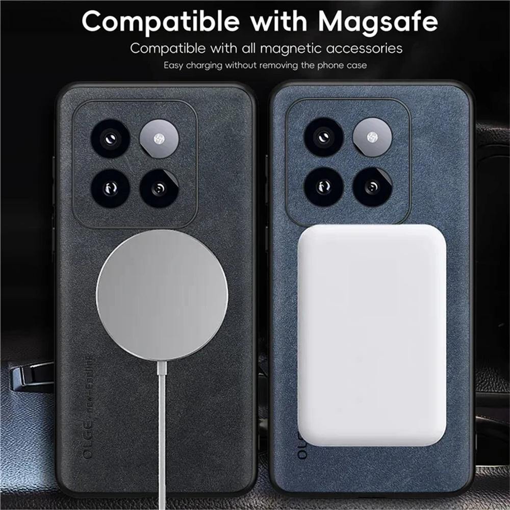 Für Magsafe Schaffell Leder Telefon Fällen Für Xiaomi 14 13T 13 12S 12 11 Pro Ultra Magnetische Abdeckung für Xiaomi 14 13T Pro Fall