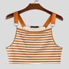 INCERUN Men Strap Sleeveless Striped Cropped Tank Tops Undershirts