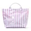 Stylish Striped Pvc Tote Bag Large-capacity Handbag Lightweight Portable Travel Shoulder Bag Casual Waterproof Shopping Bag