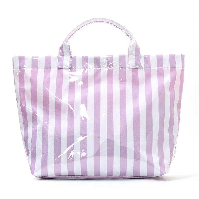 

Stylish Striped Pvc Tote Bag Large-capacity Handbag Lightweight Portable Travel Shoulder Bag Casual Waterproof Shopping Bag 44x12x31CM