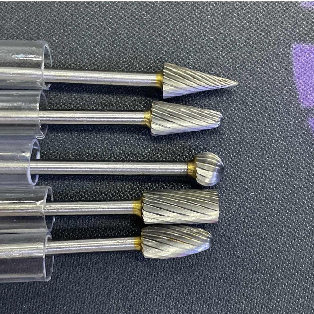 5pcs/set Carbide Burr Set Single Cut Solid Carbide Rotary Burrs Set Rotary Tool For Dremel Wood Carving Bit Grinding Engraving