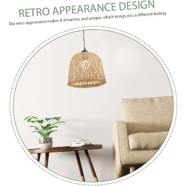 

Бамбуковый чехол для люстры для настольной лампы, мягкий абажур, легко устанавливается 21x21x19cm хаки