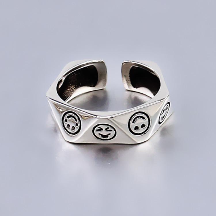 Smiley Ring for Women, Simple and Cute Emoticon Ring, Old Water Chestnut Smile Ring