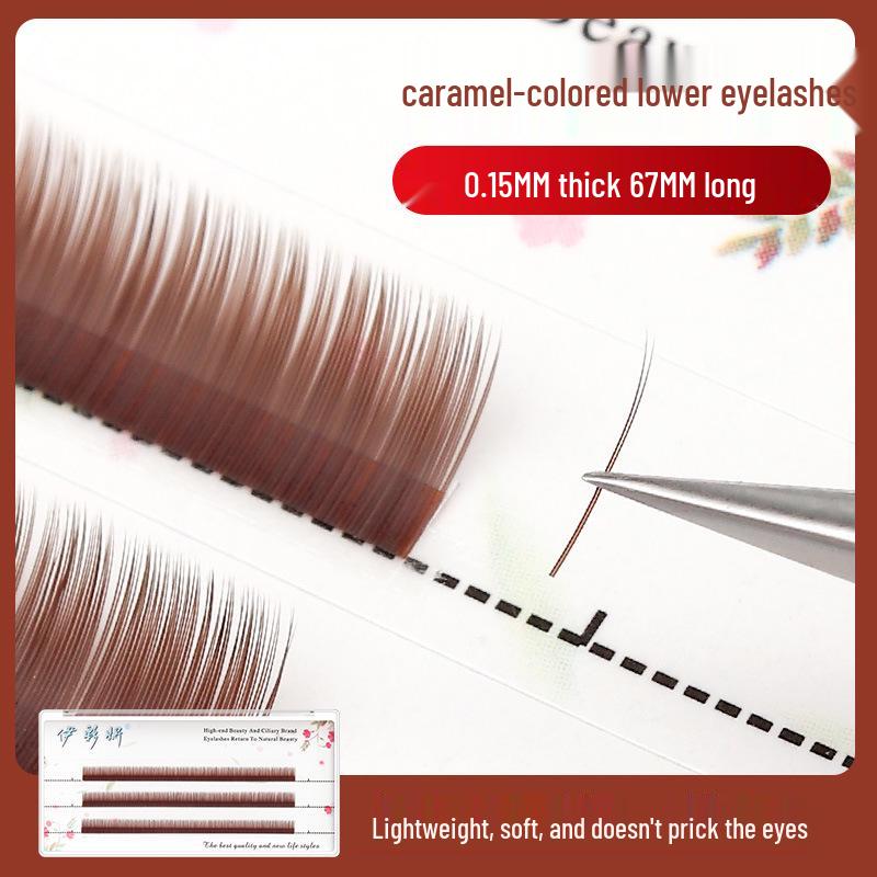 

Карамельно-темно-коричневые 0,15 одинарные плоские наращенные ресницы - Супермягкие, с двойными кончиками, выглядят естественно. 6mm