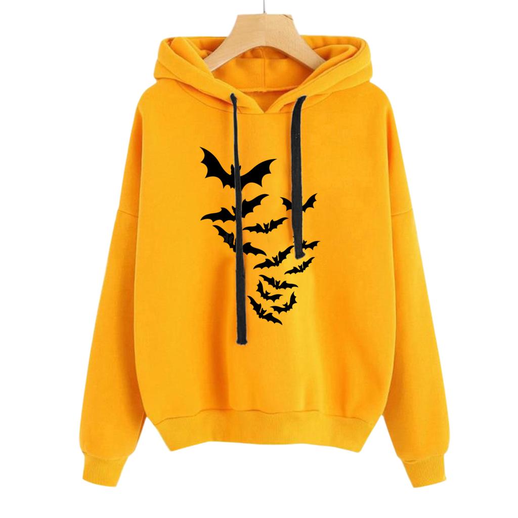European and American Halloween Printed Hooded Pockless Hooded Long Sleeve Sweater Women 2025
