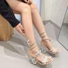Ladies Serpentine Winding Belt Roman New Rhinestone Butterfly Special-shaped Heel Super High Heel Sandals