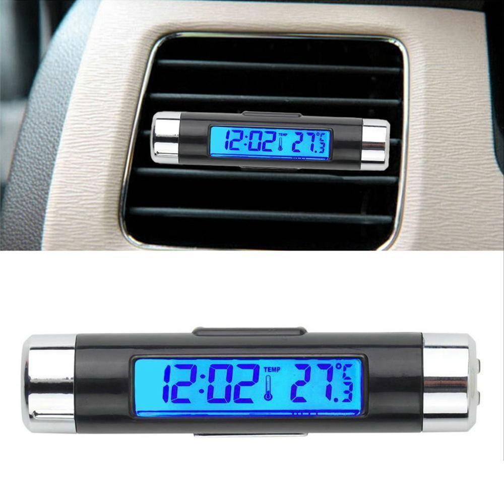 2 In 1 LED Car Clock Digital Display Backlight Car Air Vent Mount Time Clock Thermometer Auto Ornament Car Accessories Gifts