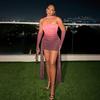 Women's Off-Shoulder Long Sleeve Bodycon Dress with Slit and Drape Detail
