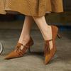 Fashion NEW Spring Women's Pumps Sheep Suede High Heels Pointed Toe Chunky Heel Shoes for Women Thin Heel Mary Janes Tassel Party Shoes