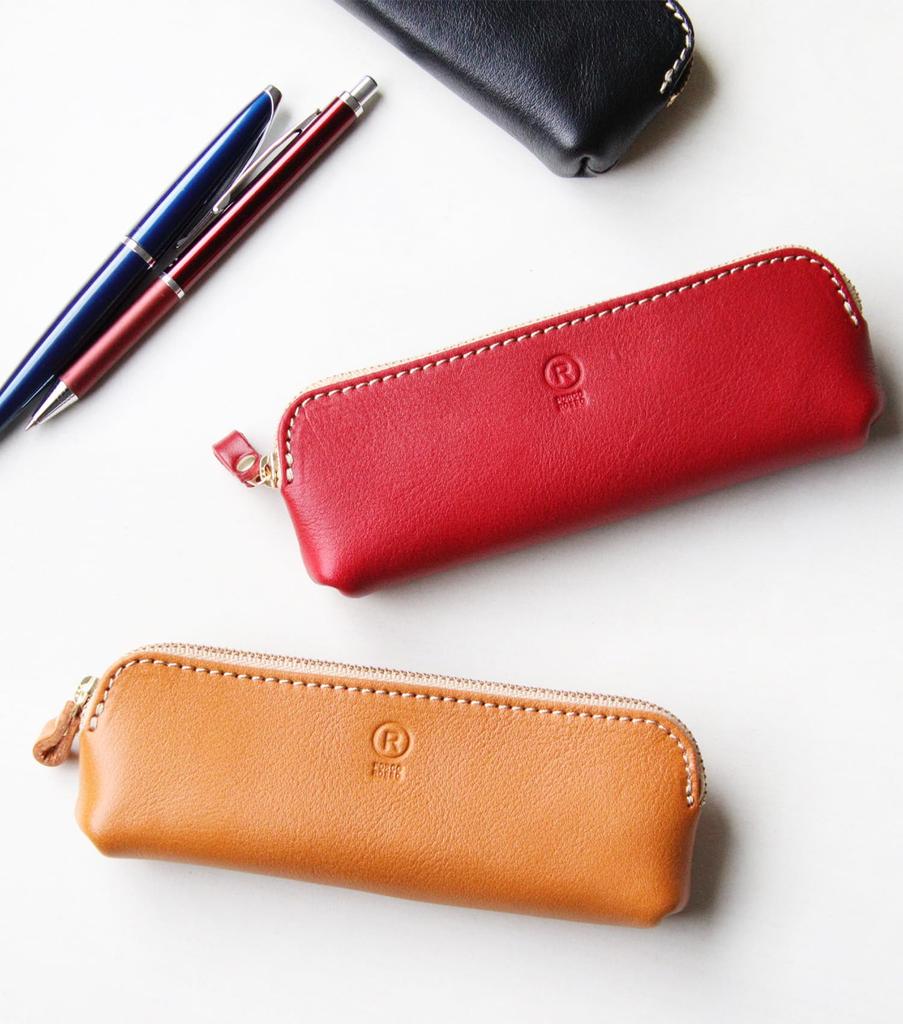 Slim Leather Pencil Pencil Tochigi Made in Japan [Porco Rosso] Case, Case, Leather, Leather, (Red) [sokunou]