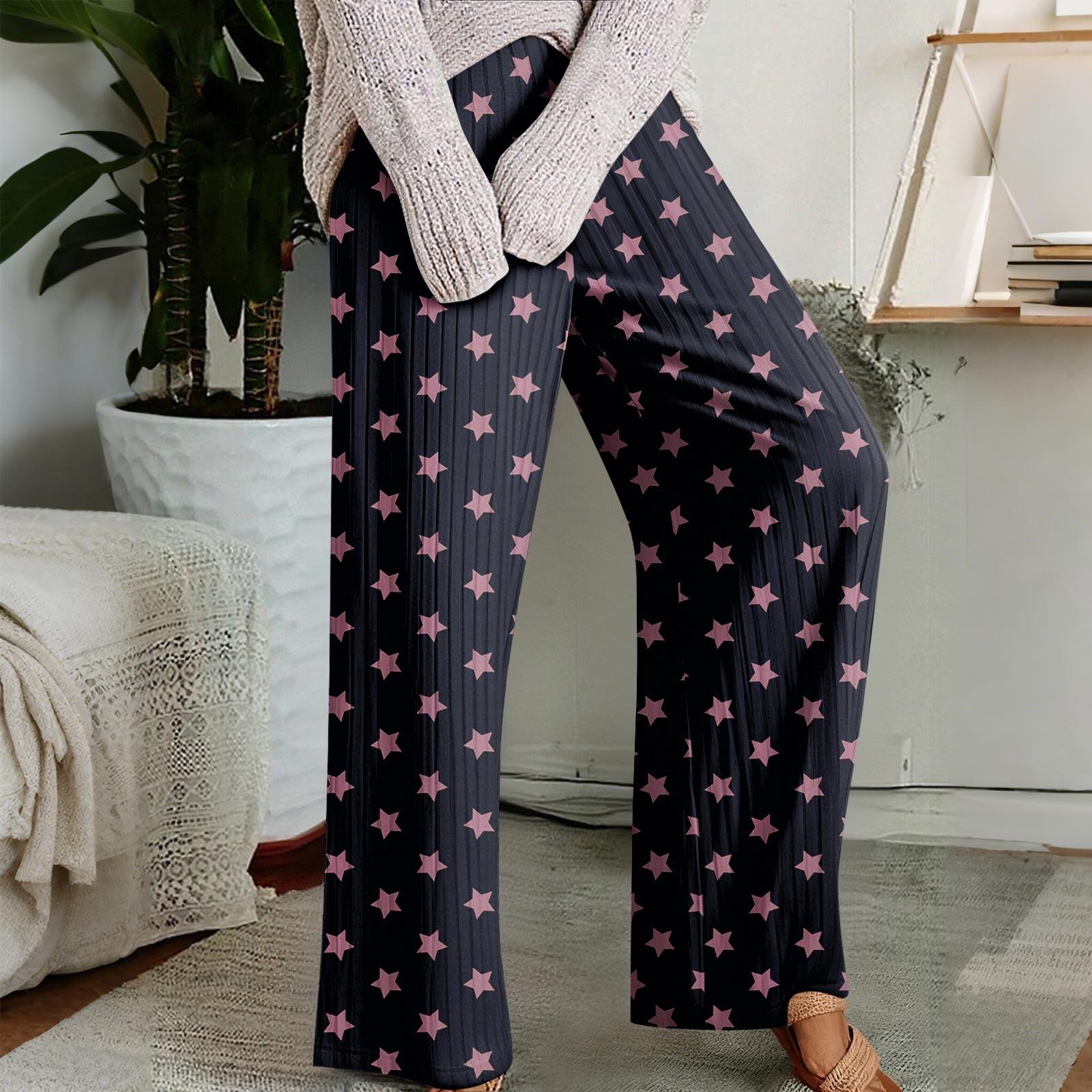 

Pajama Pants, Sleepwear, Casual Drawstring Elastic Waist Pants, Comfortable Straight-leg Loose Pants S фиолетовый