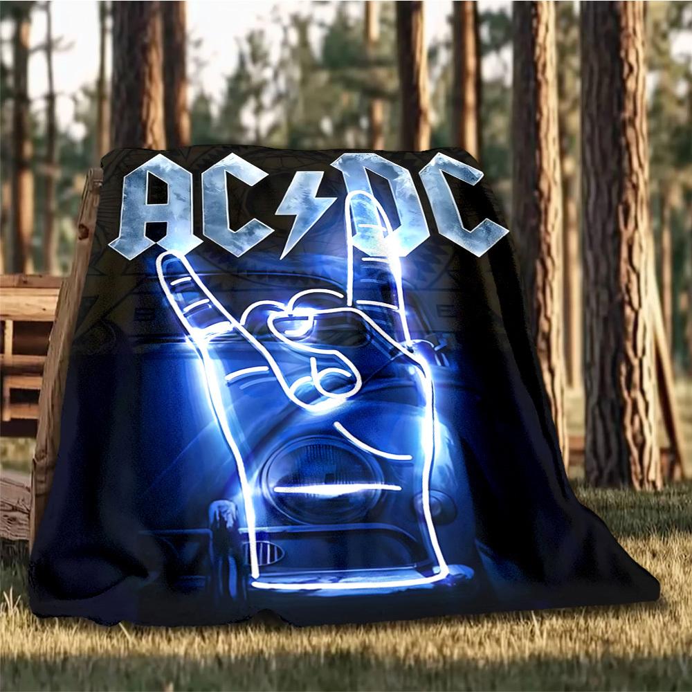 1pc AC/DC Outdoor Flannel Blanket, Lightweight Warm Cozy for Travel Camping Office Soft Polyester Fabric