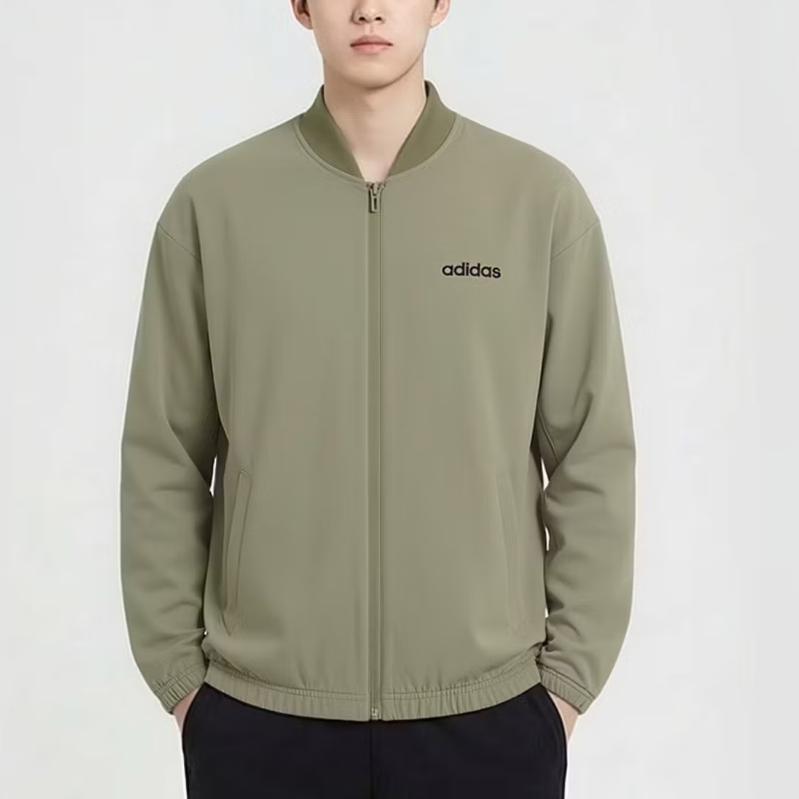 adidas Lifestyle Series Brand Logo Casual Long Sleeve Jacket Unisex Jackets Olive-Green JL9637