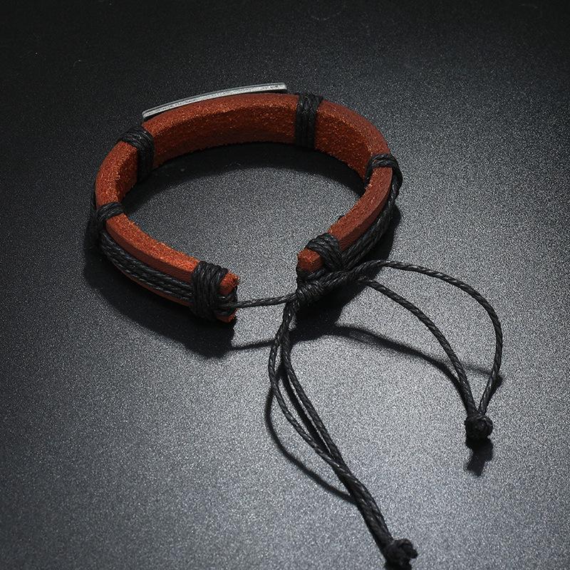 Retro Punk Metal Faith Bracelet Hand Woven Cowhide Leather Adjustable Bracelet Simple Christian Accessories Unisex  Gift