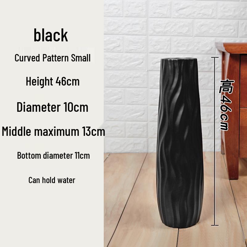 Large Modern Nordic Ceramic Floor Vase: Black & White Minimalist Design for Dried Flowers and French Arrangements In Living Room