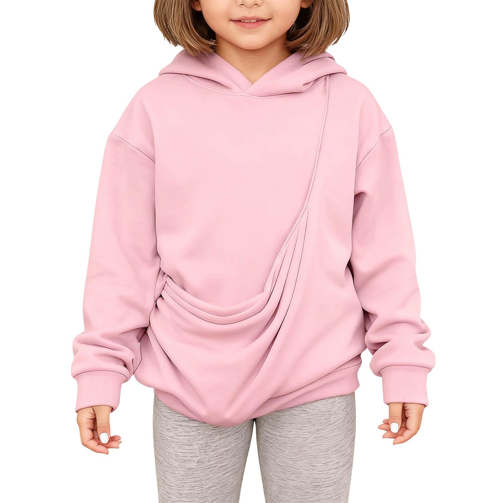 

Детская толстовка с капюшоном для мальчиков и девочек, модная толстовка с длинными рукавами и принтом 140 розовый