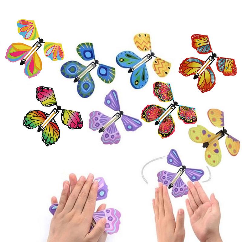 1/3/5/10Pcs Magic Flying Butterfly Wind Up Butterfly Fairy Flying Toys Rubber Band Powered Bookmark Surprise Wedding Birthday