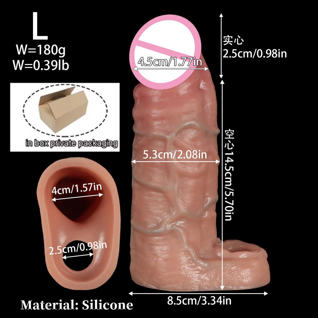 New Realistic Penis Sleeve Soft Condom Penis Extender Hollow Cock Cover Adult Sex Toys Women Men Gay Masturbador 18