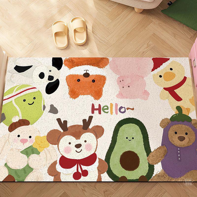 Cartoon Dust-Resistant Non-Slip Door Mat: Wear-Resistant, Cuttable, Dirt-Resistant Silk Ring Mat for Home Entrances