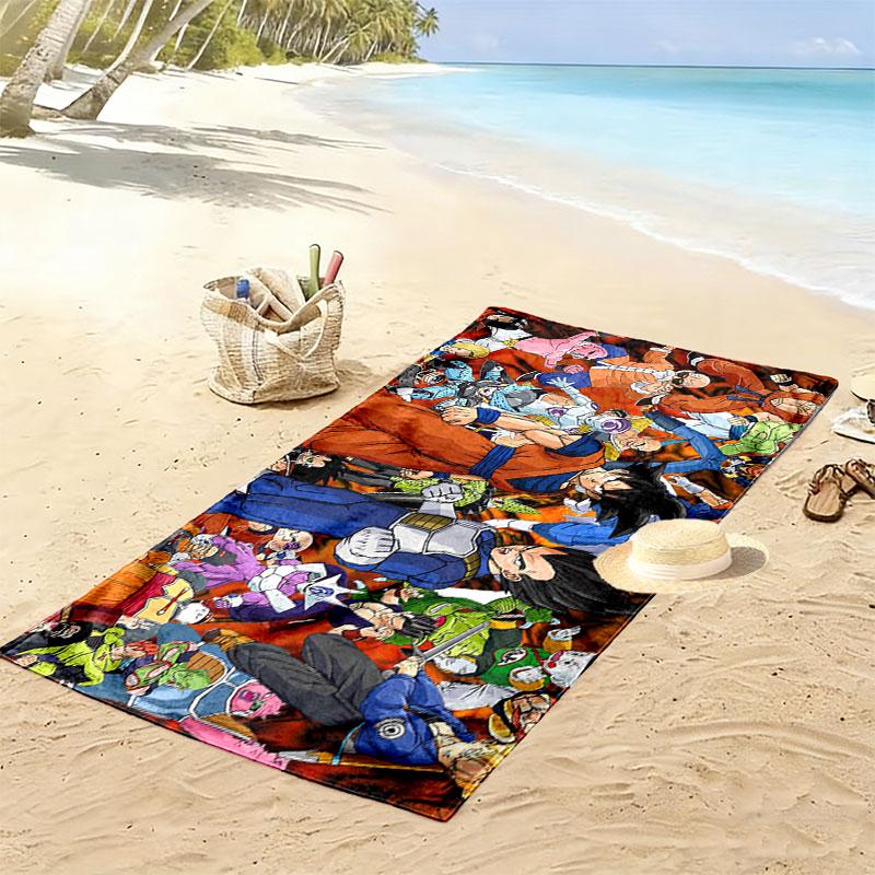Dragon Ball Print Beach Towel, Large Soft Quick Dry Towel for Beach Camping Swimming