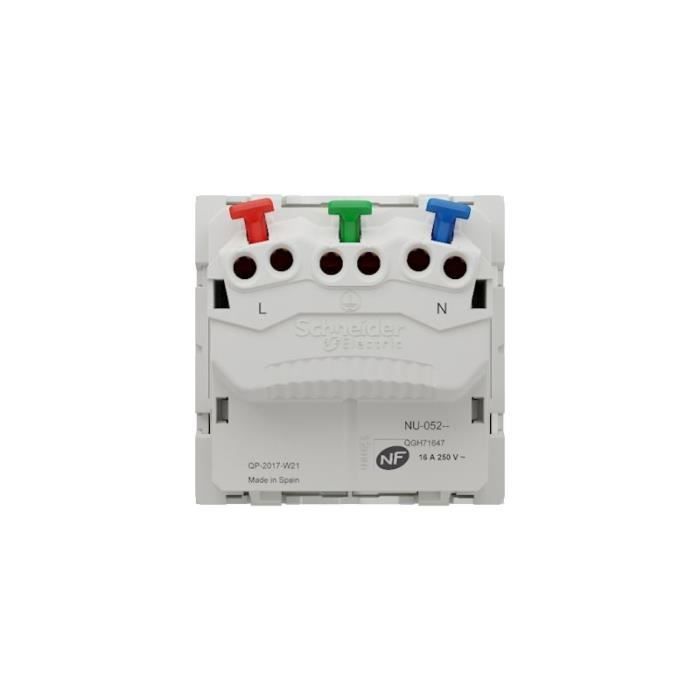 Prise 2P+T - Unica - 90° - Affleurant - Raccord Rapide - Blanc