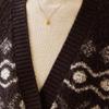 Srcr Women's 100% Wool Jacquard Knit Cardigan